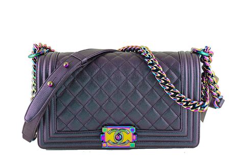 chanel iridescent purple boy bag